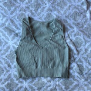 By Together Ribbed V-Neck Crop Top - Sage